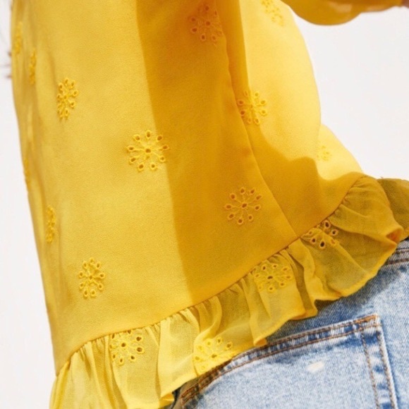 NWOT Zara yellow embroidered blouse - Picture 4 of 10